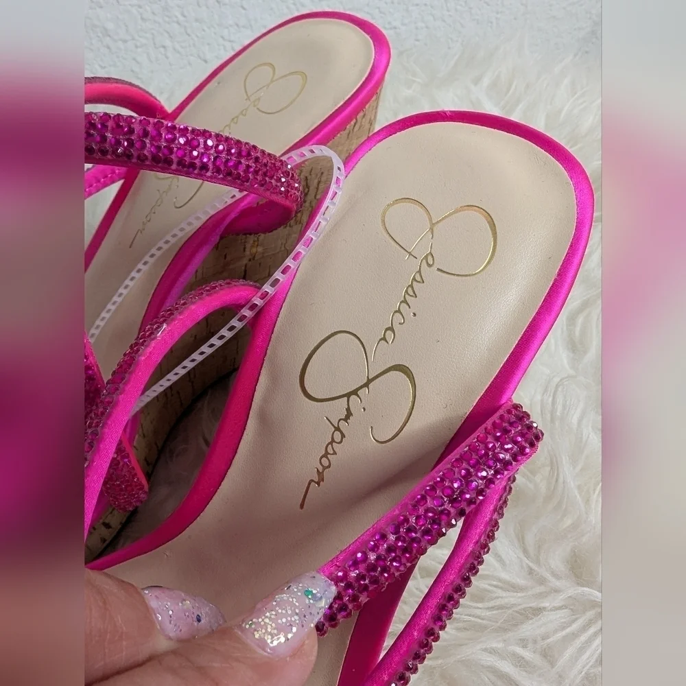 Jessica Simpson Cork Wedge Hot Pink Heels - Picture 10 of 13